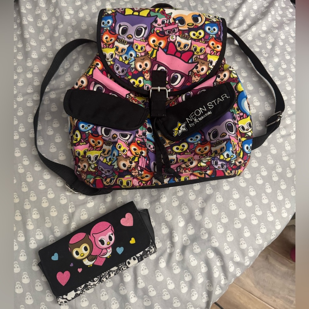 tokidoki Colorful Character Backpack and Wallet Set
